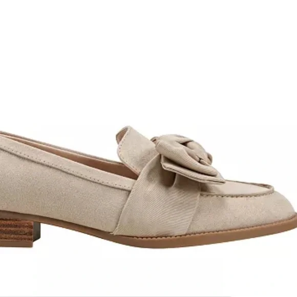 Bandolino Women’s Lindio Bow Slip-On Tailored Loafers 8.5 M Shoes Neutral Beige - Picture 2 of 12